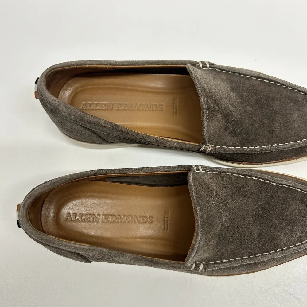 Allen Edmonds WILDER Suede Venetian Slip On Loafers 9.5 D Brown Dress Shoes‎